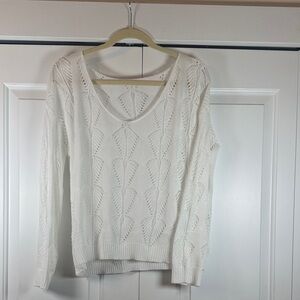 Delicate Cutout White Lightweight Sweater